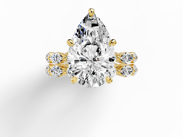 Pear on marquise round wedding band included